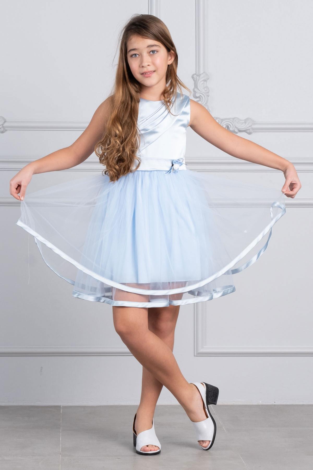 KIZ ÇOCUK SATEN VE TÜL ABİYE ELBİSE