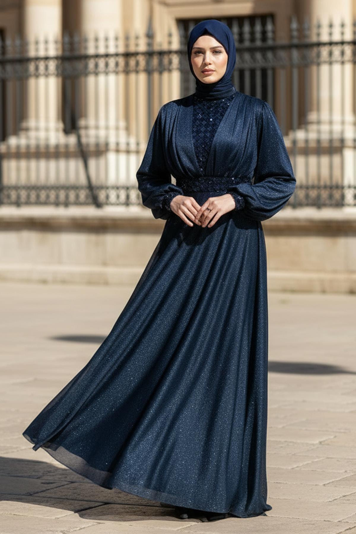 Robe de Soirée Bleu Marin FHM872
