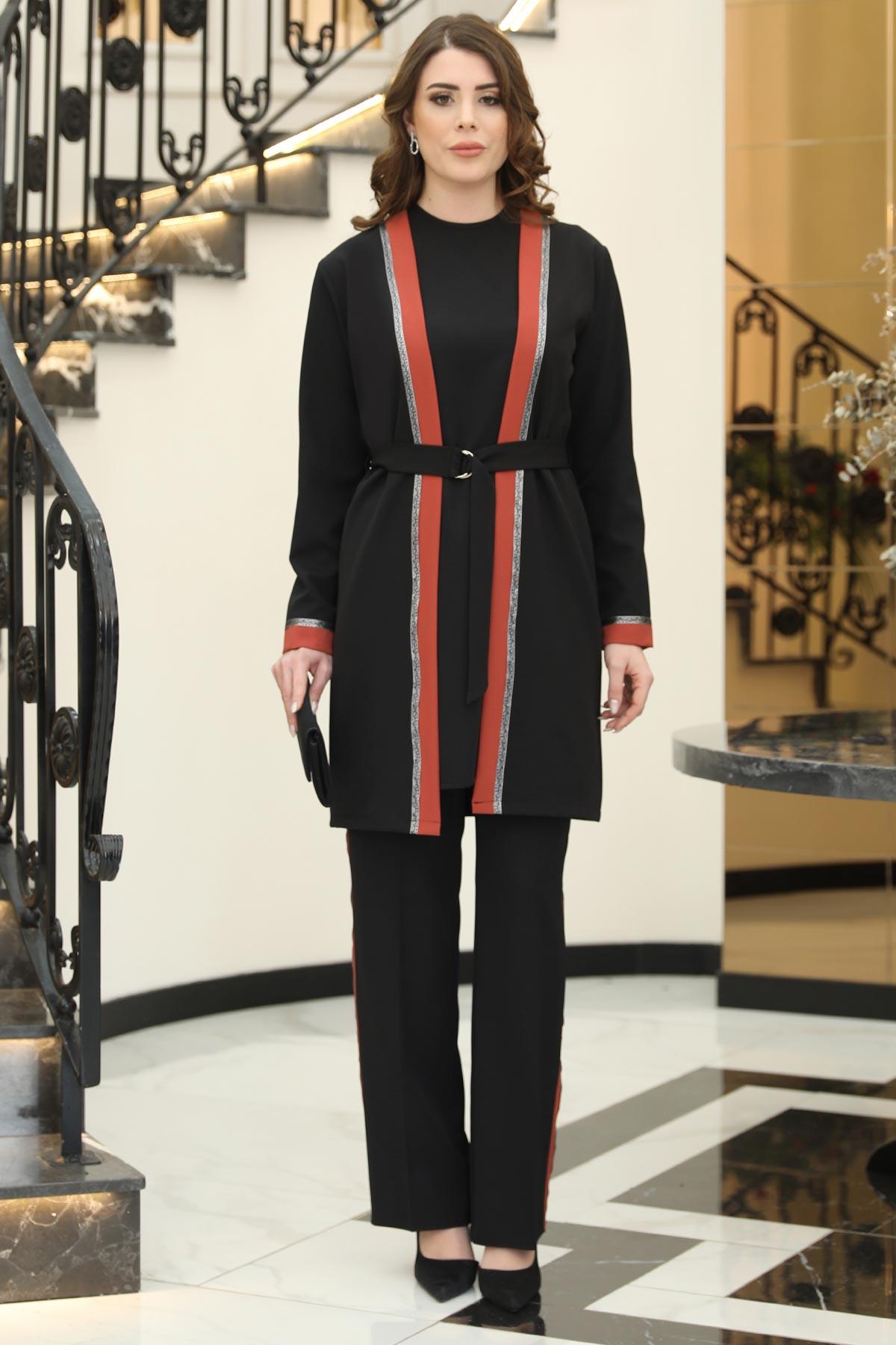 HAVİN 3'LÜ CEKET TAKIMELB38-SİYAH-KİREMİTElben