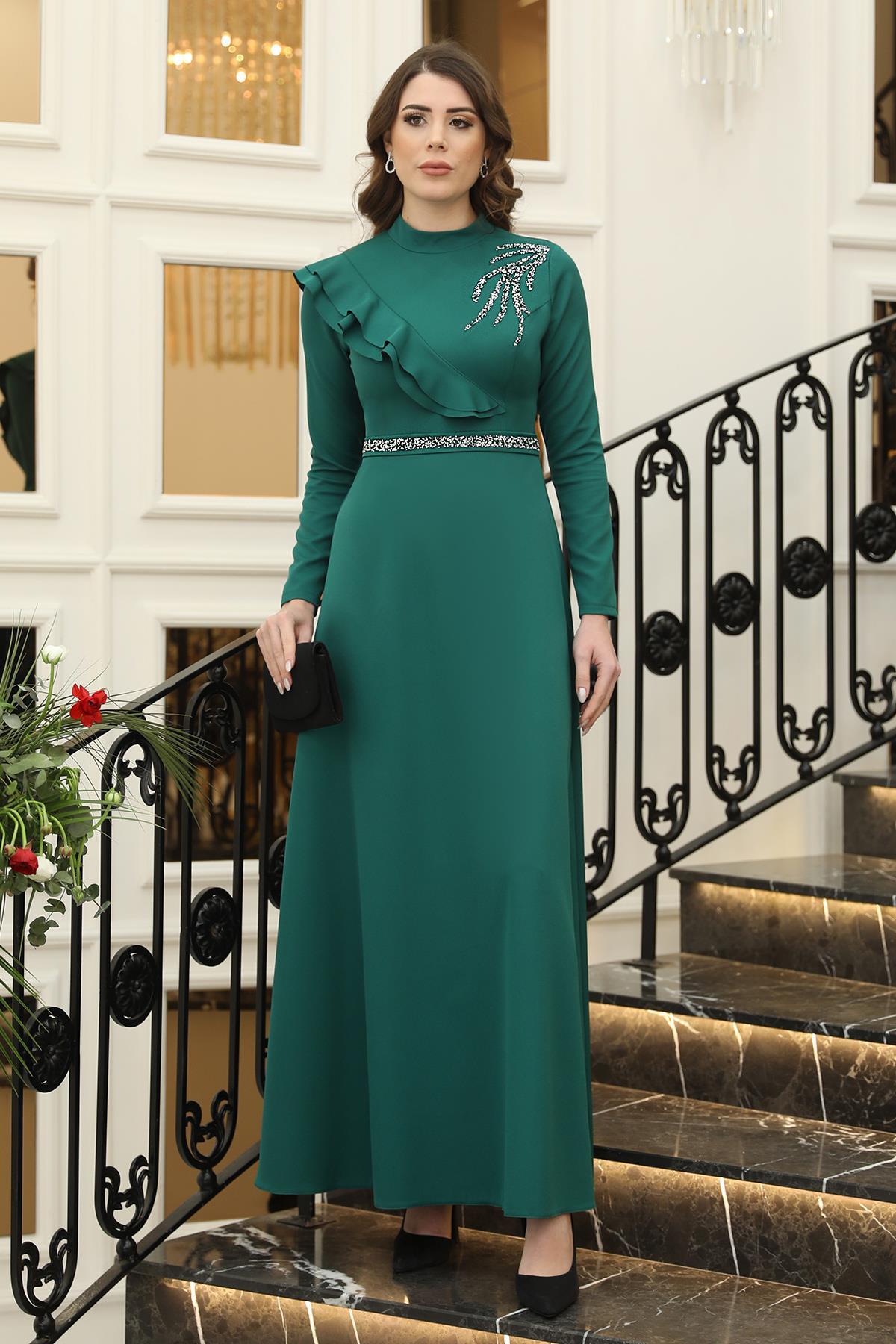 Elif Taşlı Elbise Zümrüt ELB40ELB40-ZÜMRÜTElben