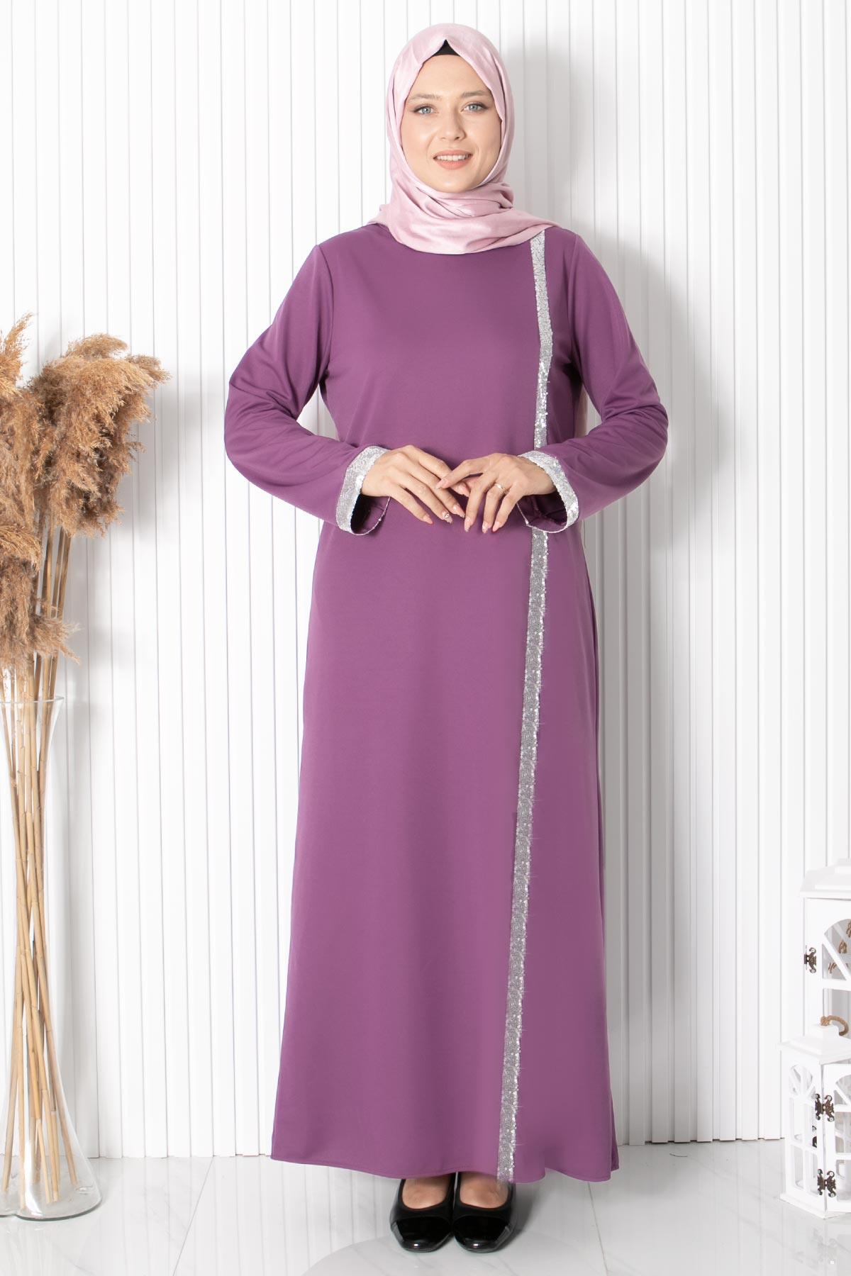 Payet Şeritli  Elbise Lila FHM808FHM808-LİLAFahima