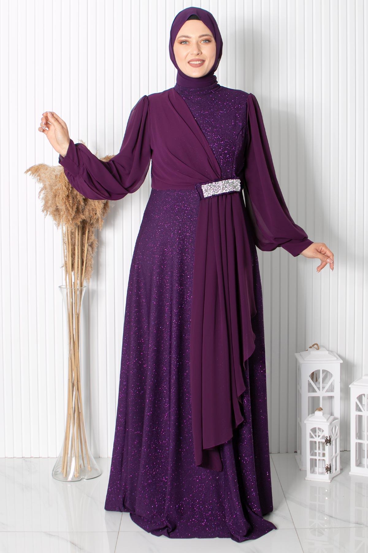 Şehrazat Abiye Mor FHM884FHM884-MORFahima