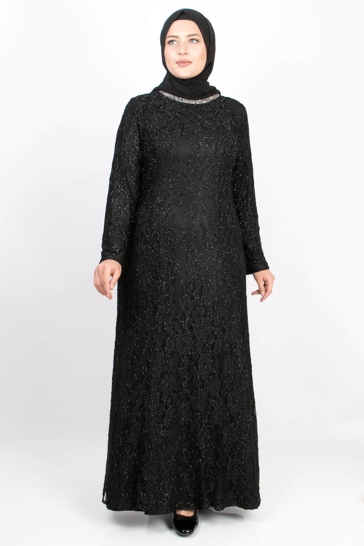 Taş İşleme Detaylı Simli Abiye Siyah MDA2167MDA2167-SİYAHMDA