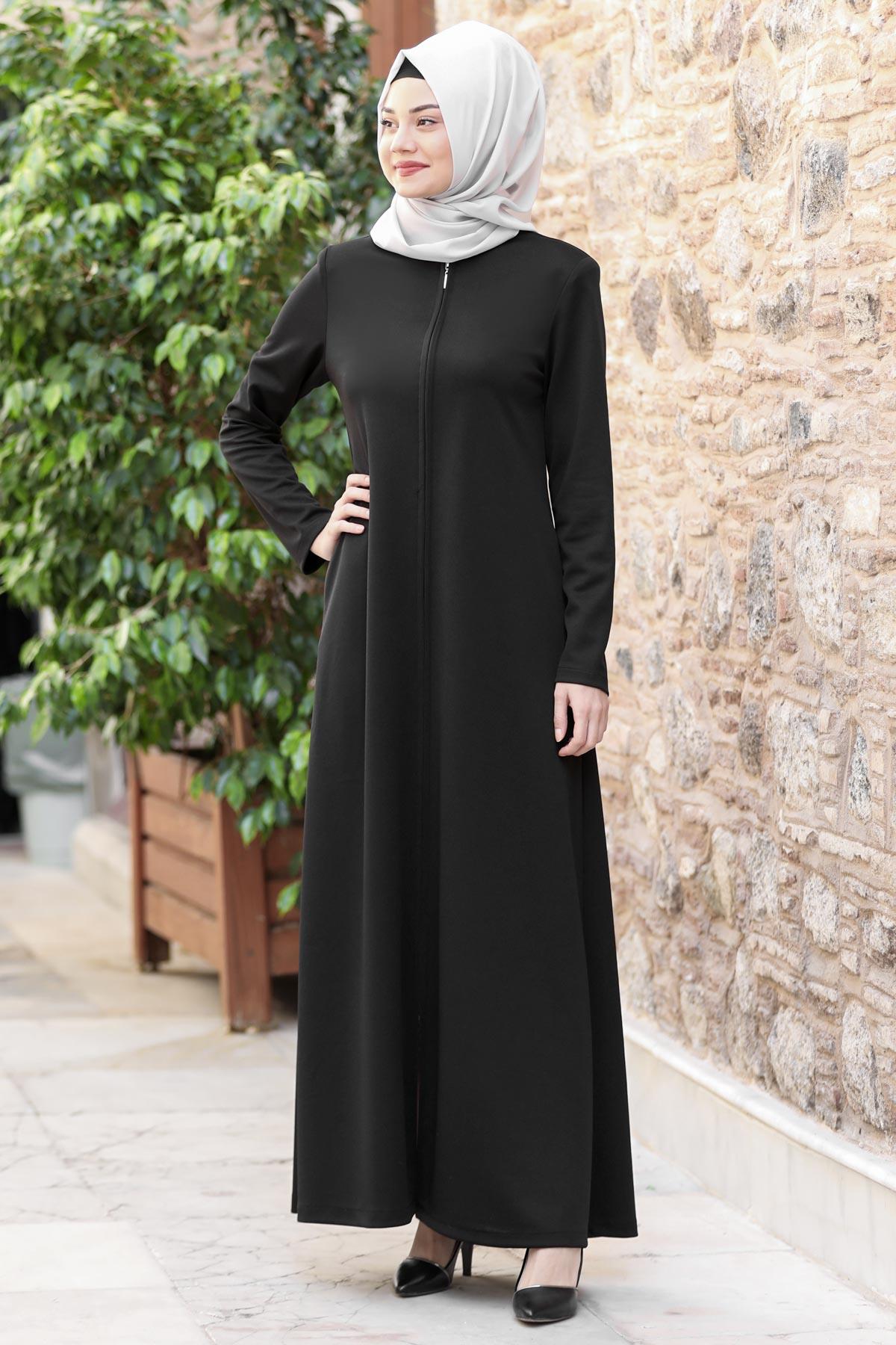 Nisa Fermuarlı Ferace Siyah SN58SN58-SİYAHSefanisa