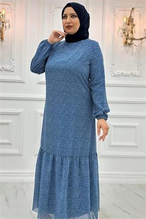 Hazal Şifon Elbise İndigo AMH870AMH870-İNDİGOAmine Hüma