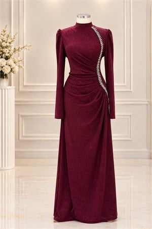 Didem Tesettür Abiye Bordo AMH1192