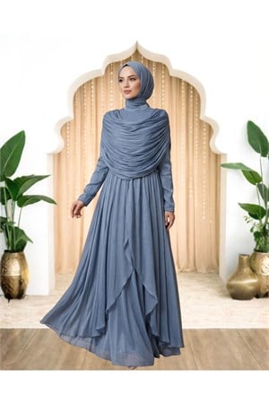 Sumru Abiye  Elbise İndigo AMH1174