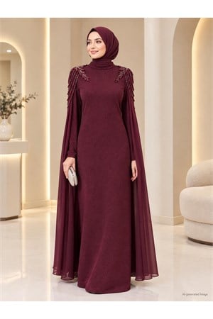 Nurşah Tesettür Abiye Bordo AMH1180