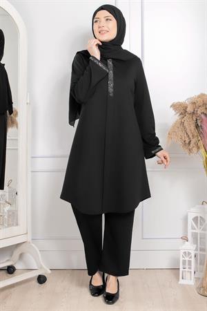 Taş Baskı Detaylı İkili Takım Siyah FHM876FHM876-SİYAHFahima