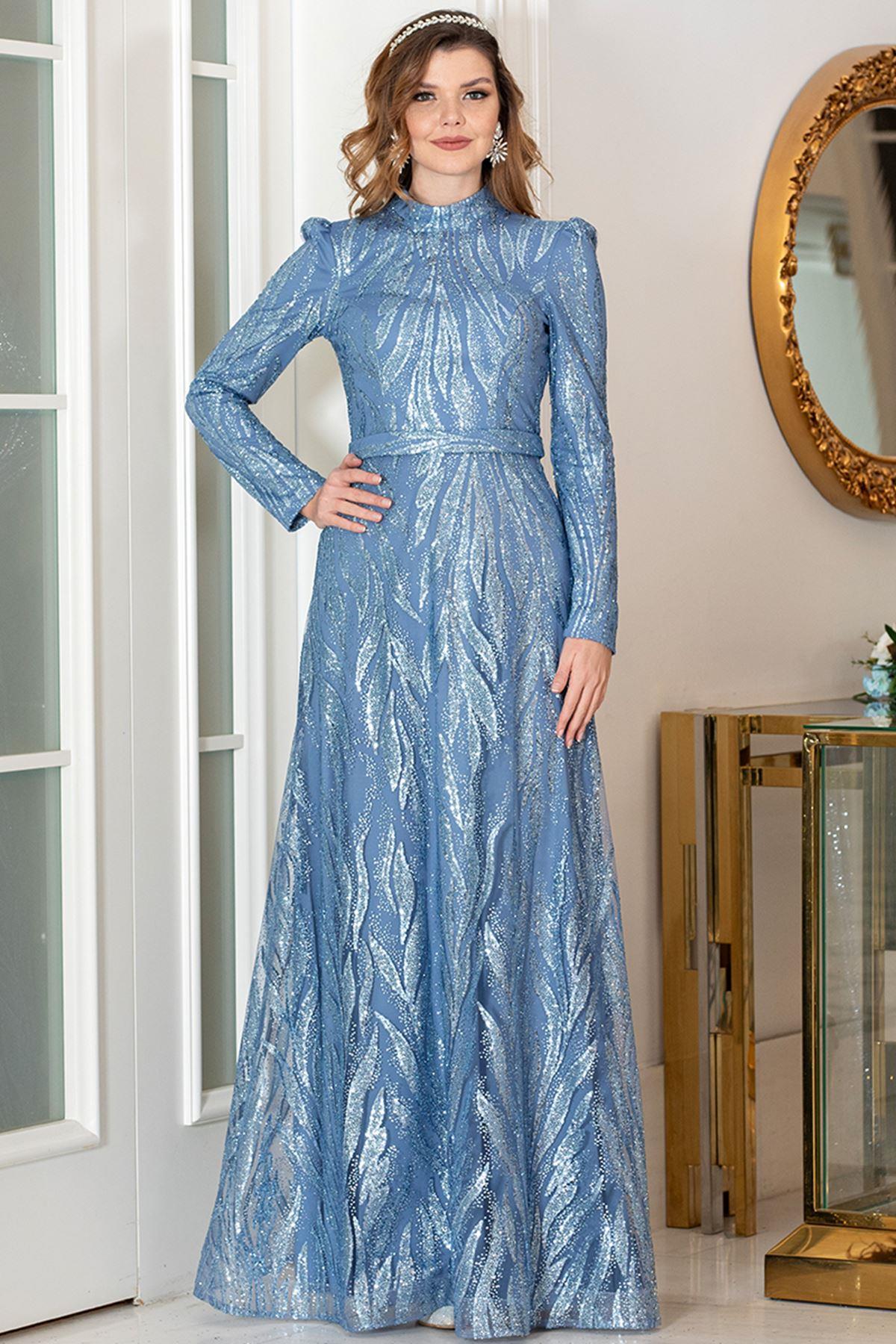 Glittery Evening Dress Indigo AHN254
