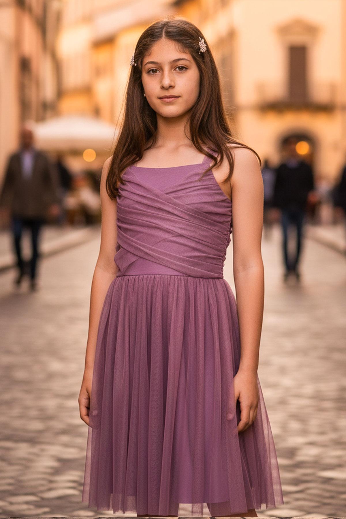 Hanging Tulle Evening Dresses Salmon MDV932