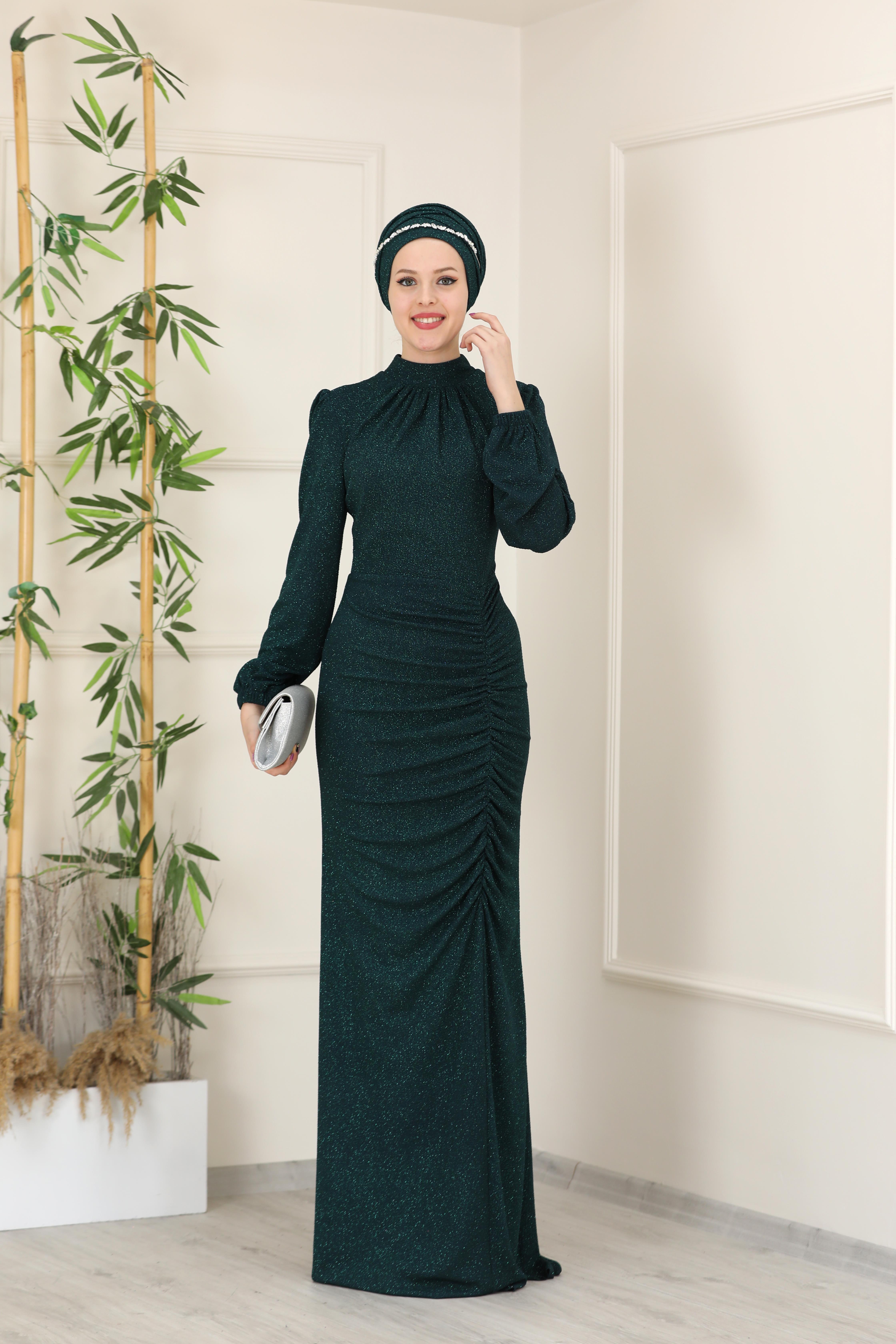 Puantiyeli Rüya Abiye Zümrüt  ESM18