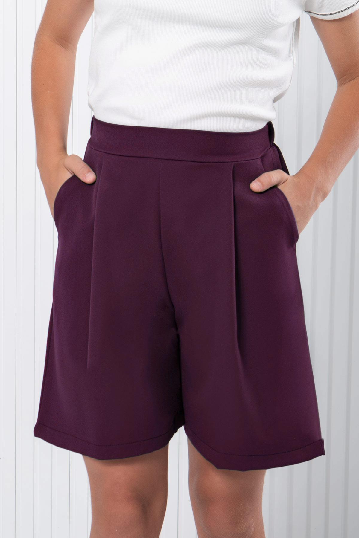 Plissee Shorts Pflaume MDV346