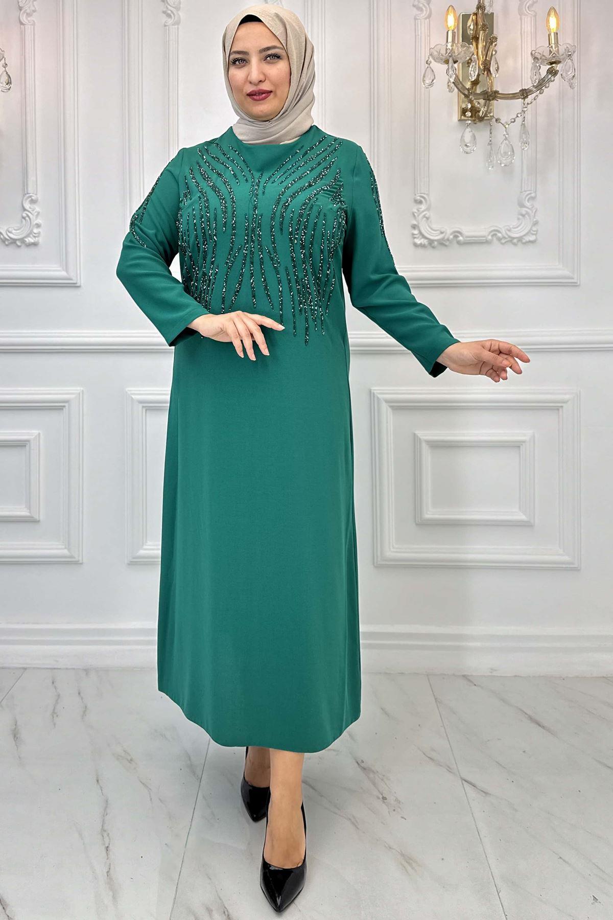 je portais une Robe de Soirée émeraude AMH964