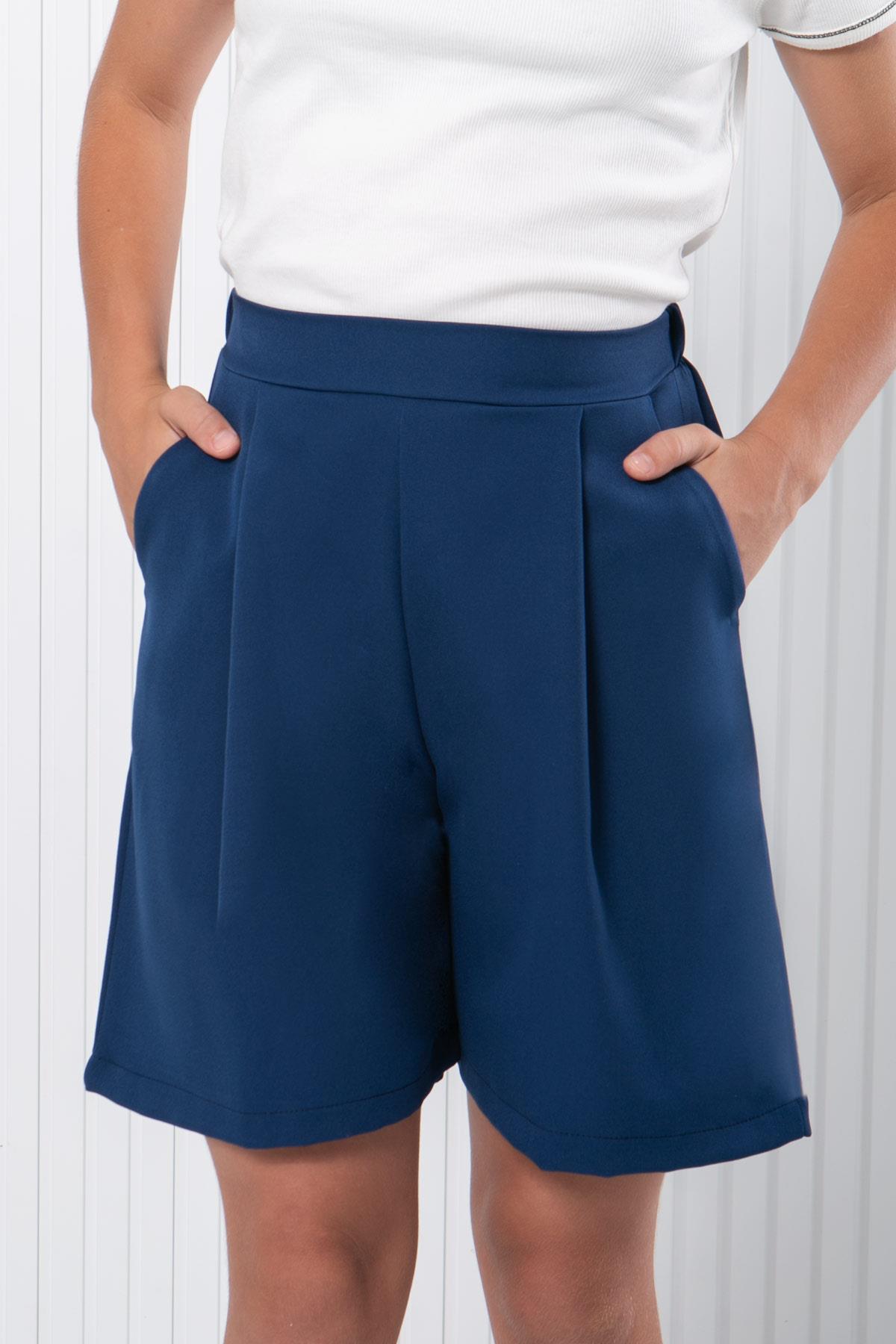 Pleated Shorts Navy blue MDV346