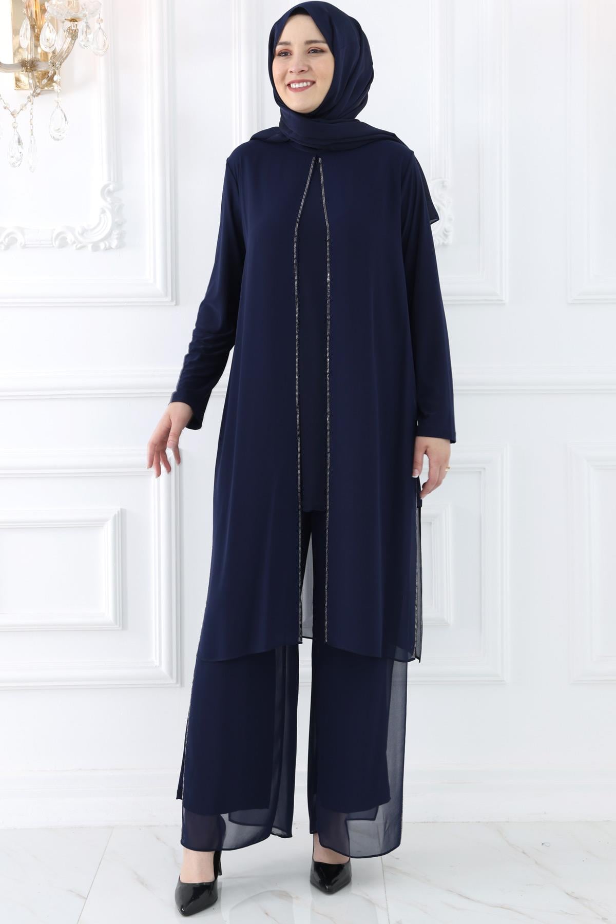 Double Evening Dress Suit Navy Blue AMH978