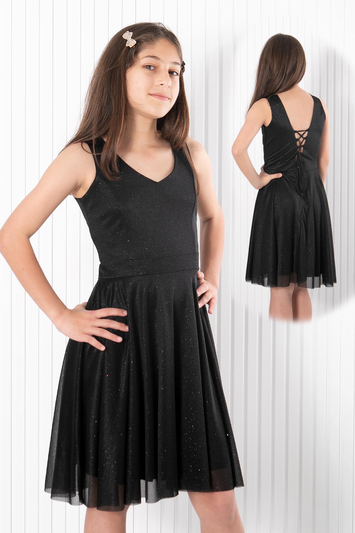Robe De Soirée En Tulle Avec Détail Au Dos Noir MDV942