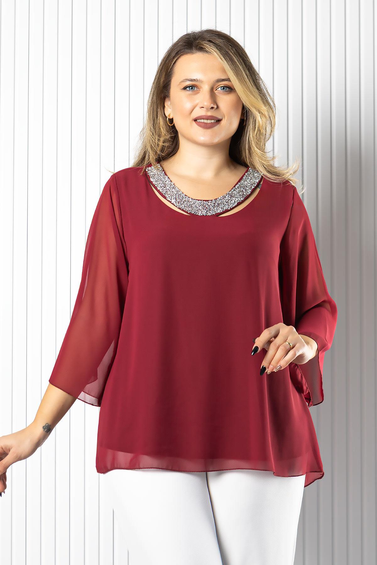 Şifon Yaka Detaylı Bluz