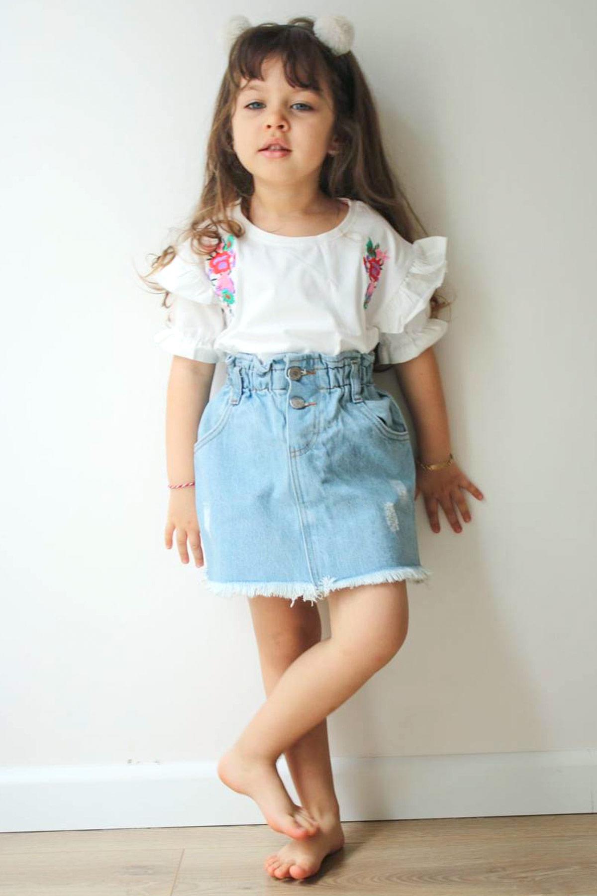 Doppeltes Team Mit Druckstickerei Weiß MDVK106