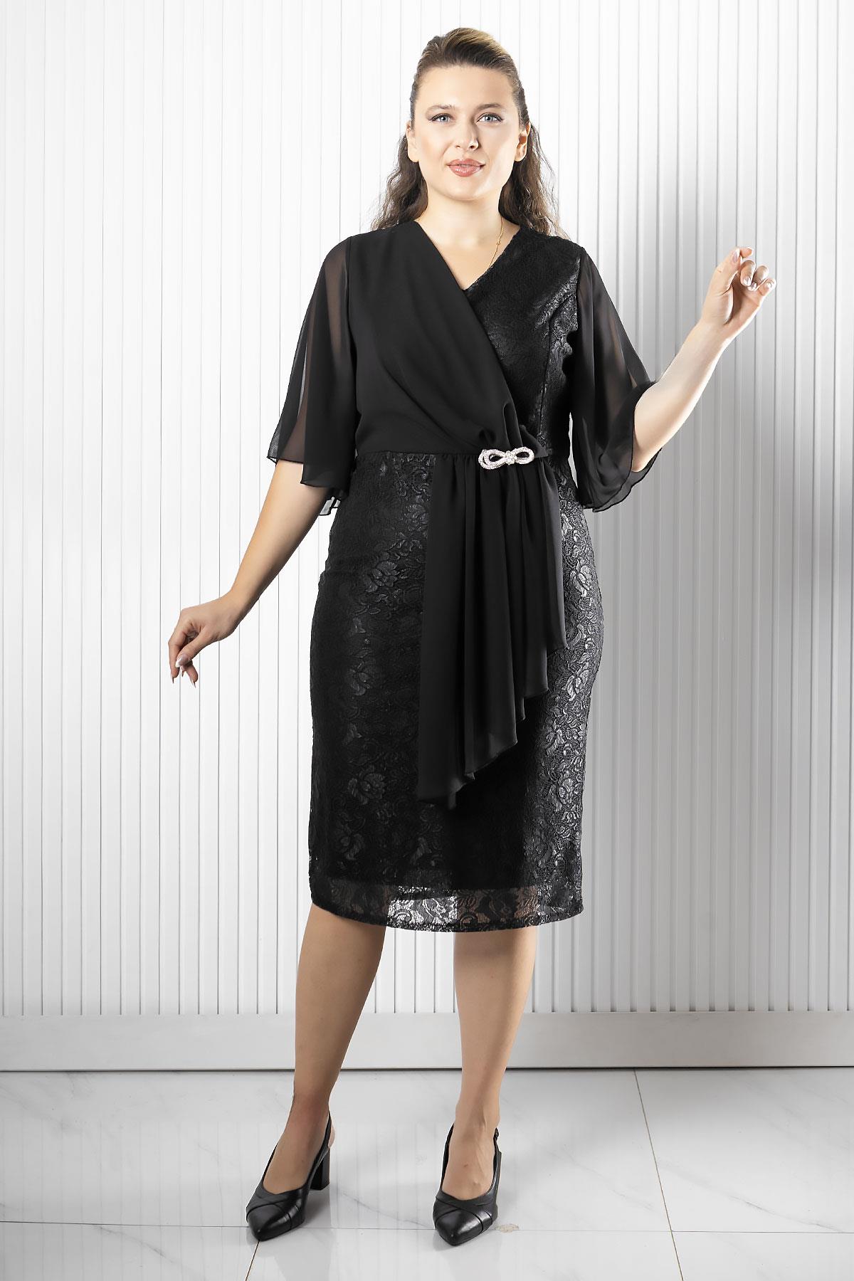 Şifon Detaylı Abiye Elbise