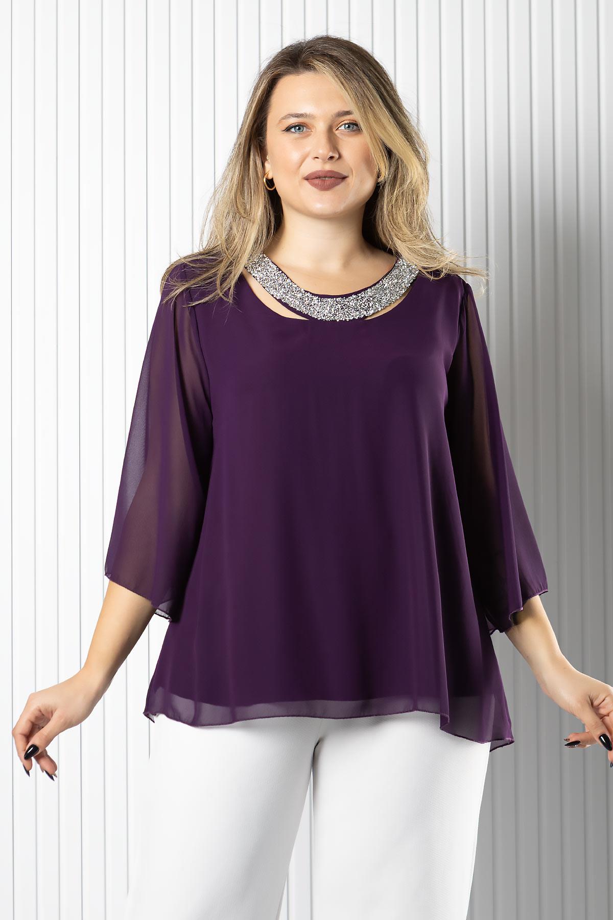 Şifon Yaka Detaylı Bluz