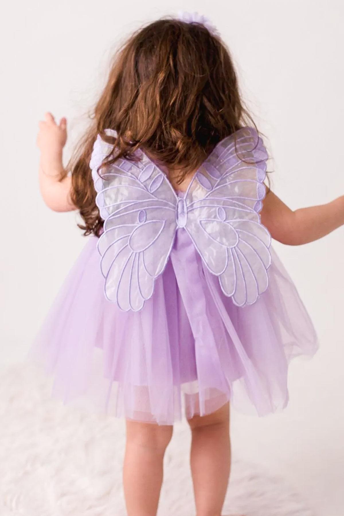 Kelebek Detaylı Elbise Mor MDVK142