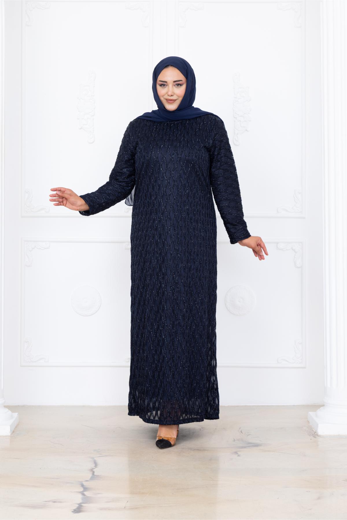 Mahi Simli Dantel Tesettür Abiye