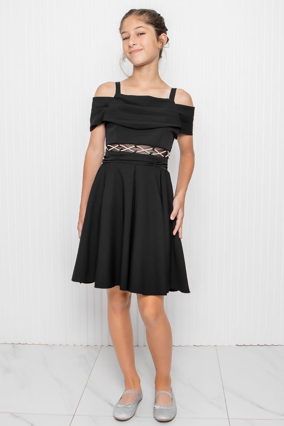 Robe De Soirée Avec Détail À La Taille Noir MDV348