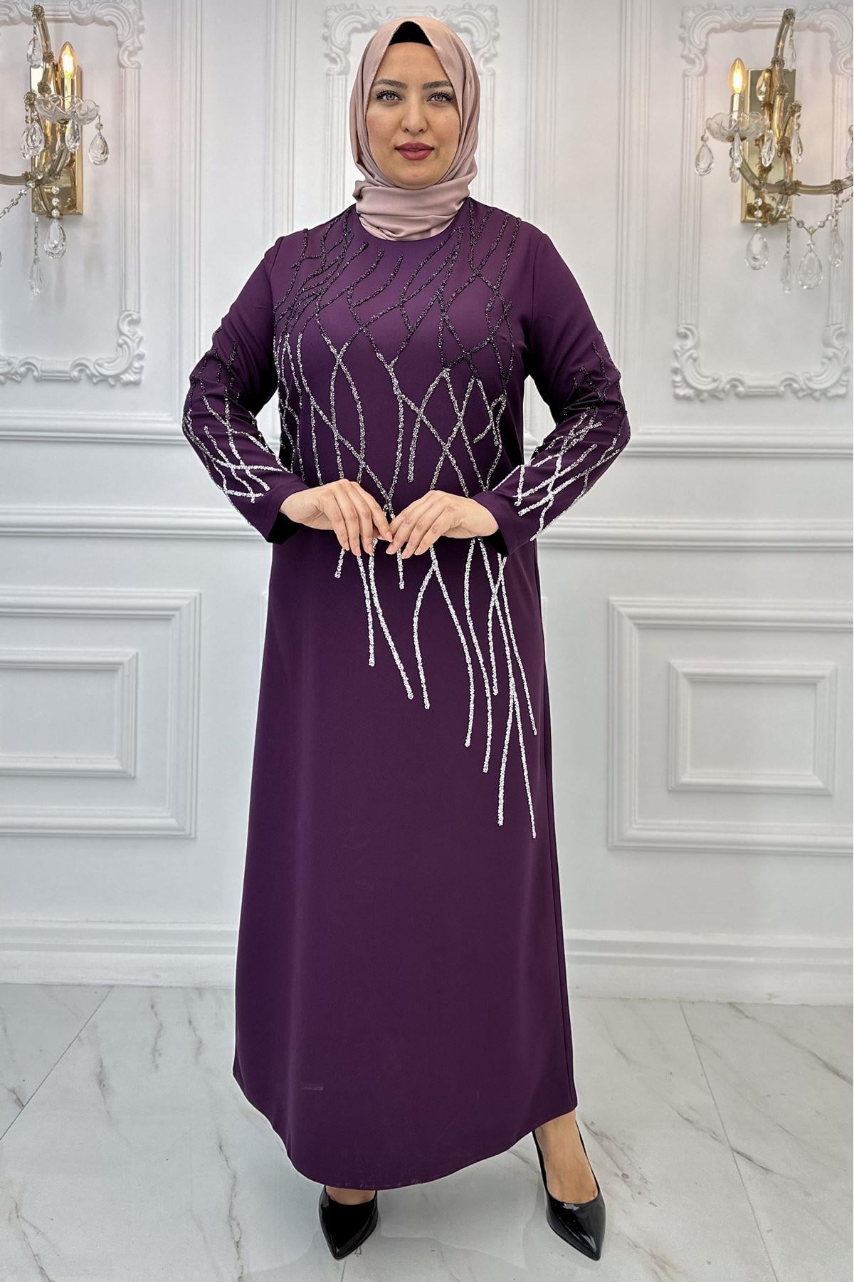 Robe de Soirée Lumineuse Prune AMH962