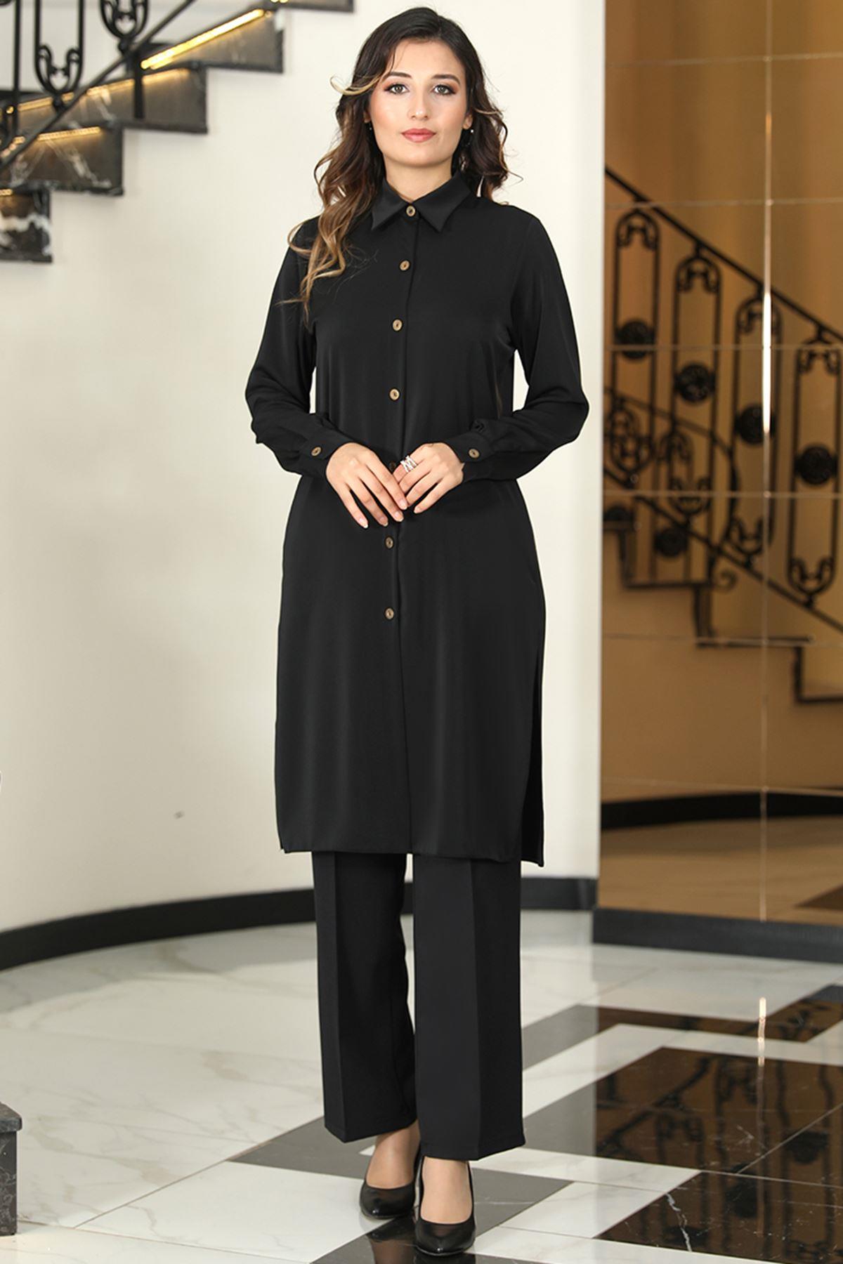 Pantalon Tunique Costume Noir ELB56