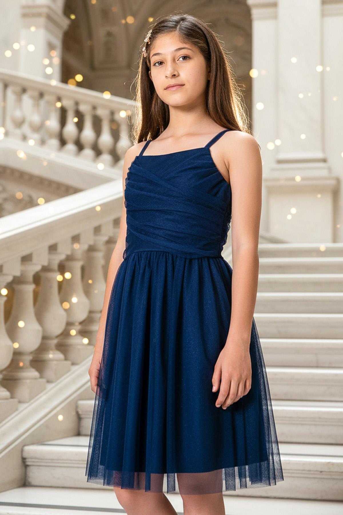 Hanging Tulle Evening Dresses Salmon MDV932