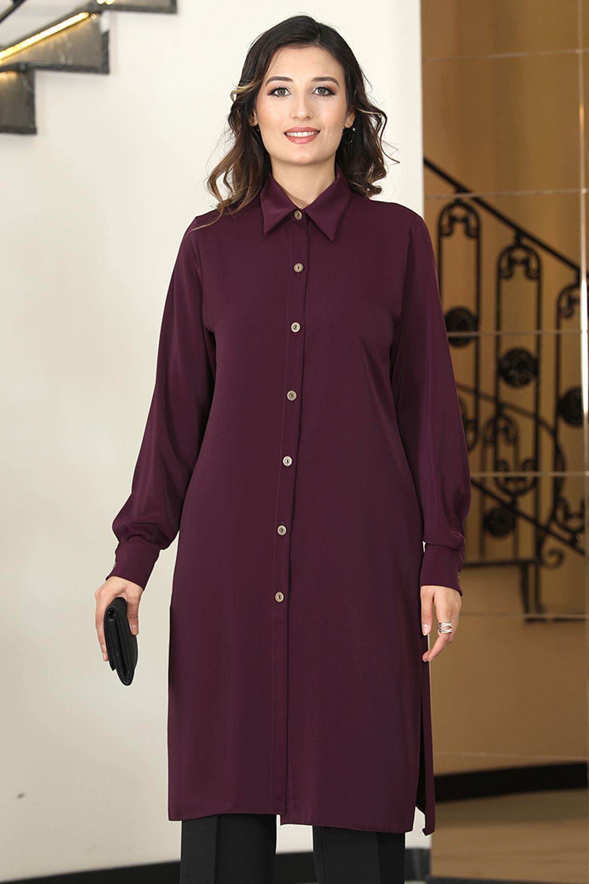 Buttoned Tunic Plum ELB54