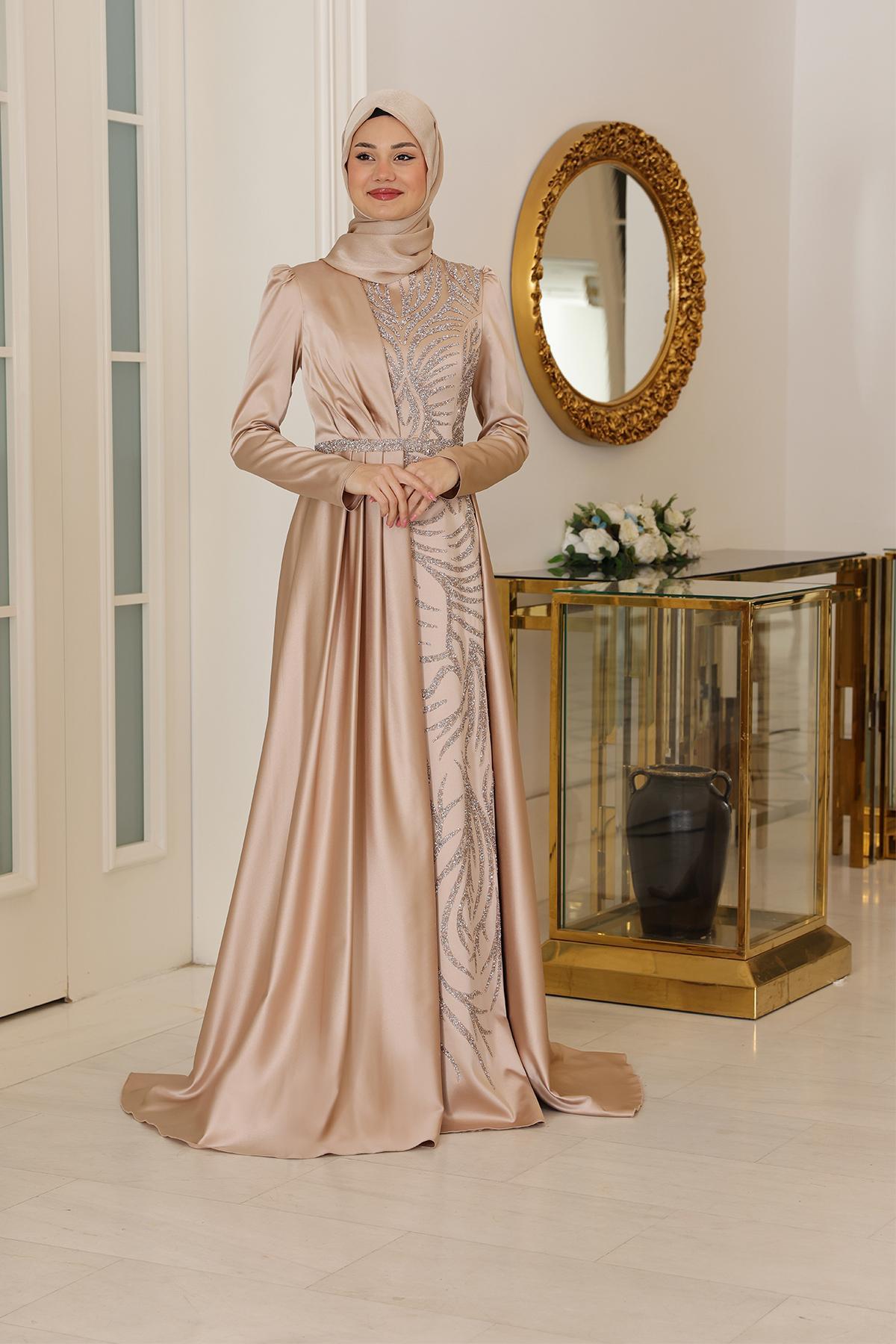Mihrimah Abiye Elbise Gold SN96