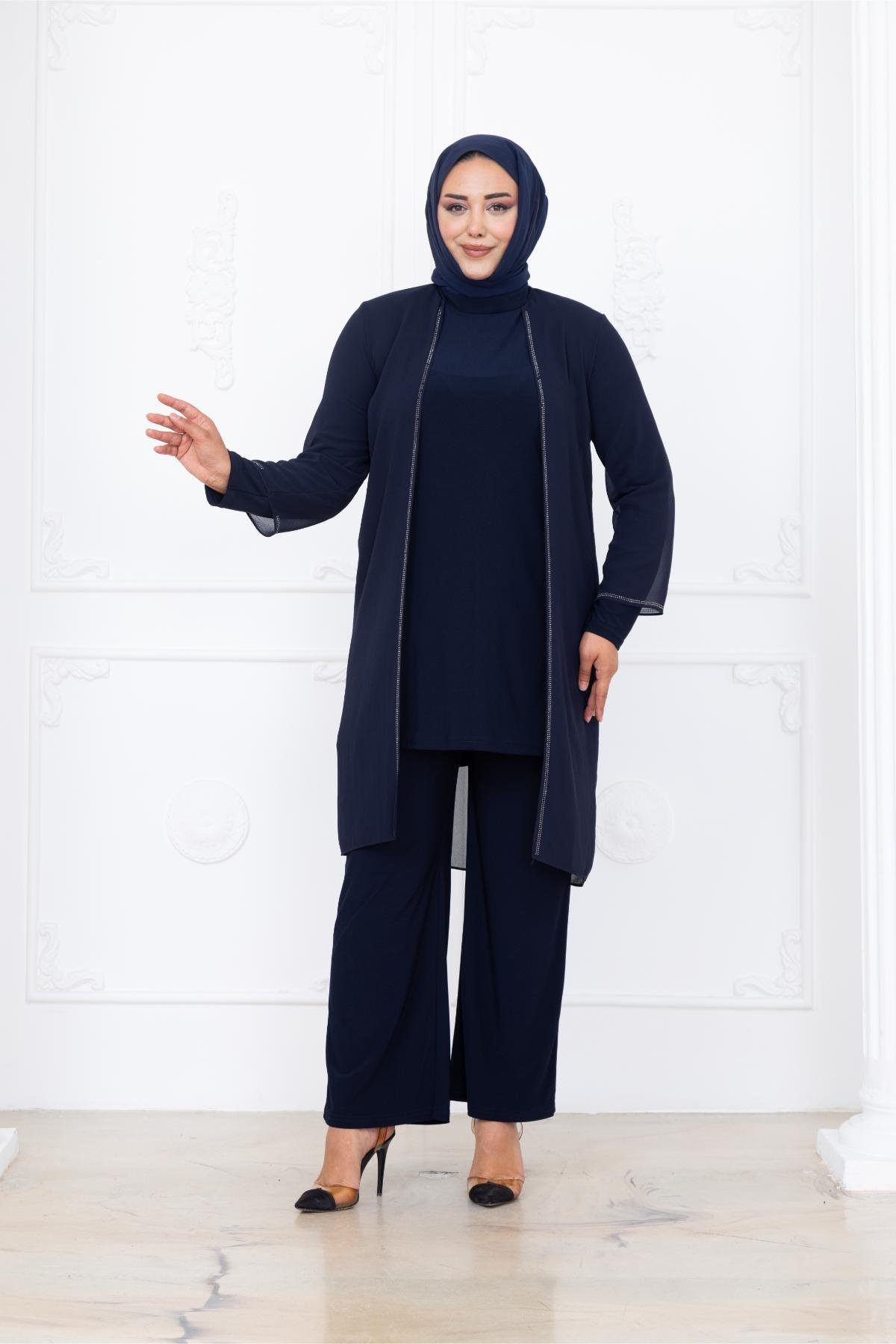 Sezen Şifon Tesettür Lacivert AMH1100