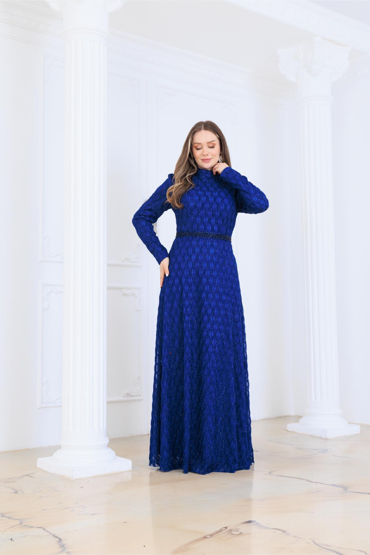 Lina Abiye Elbise İndigo ELB80