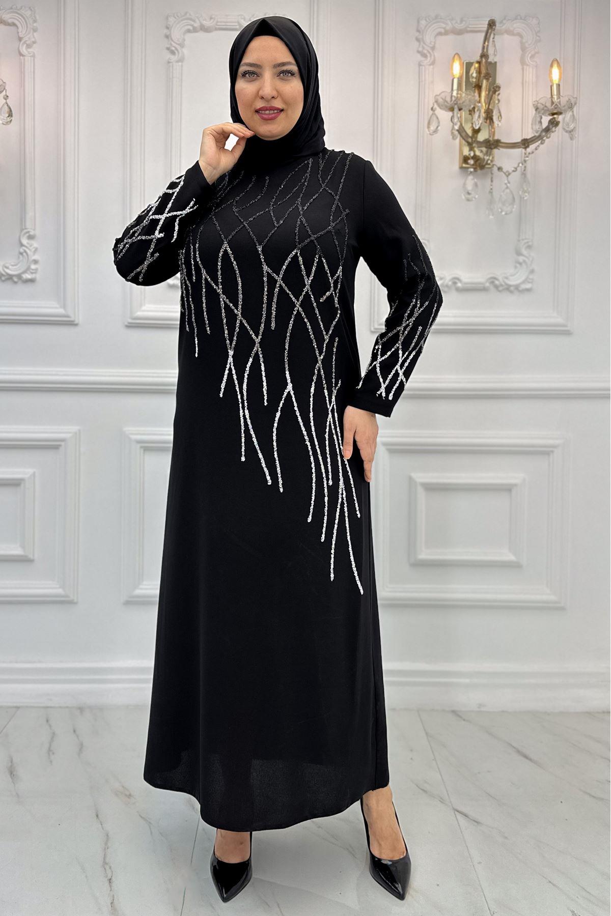 Robe de Soirée Lumineuse Noir AMH962