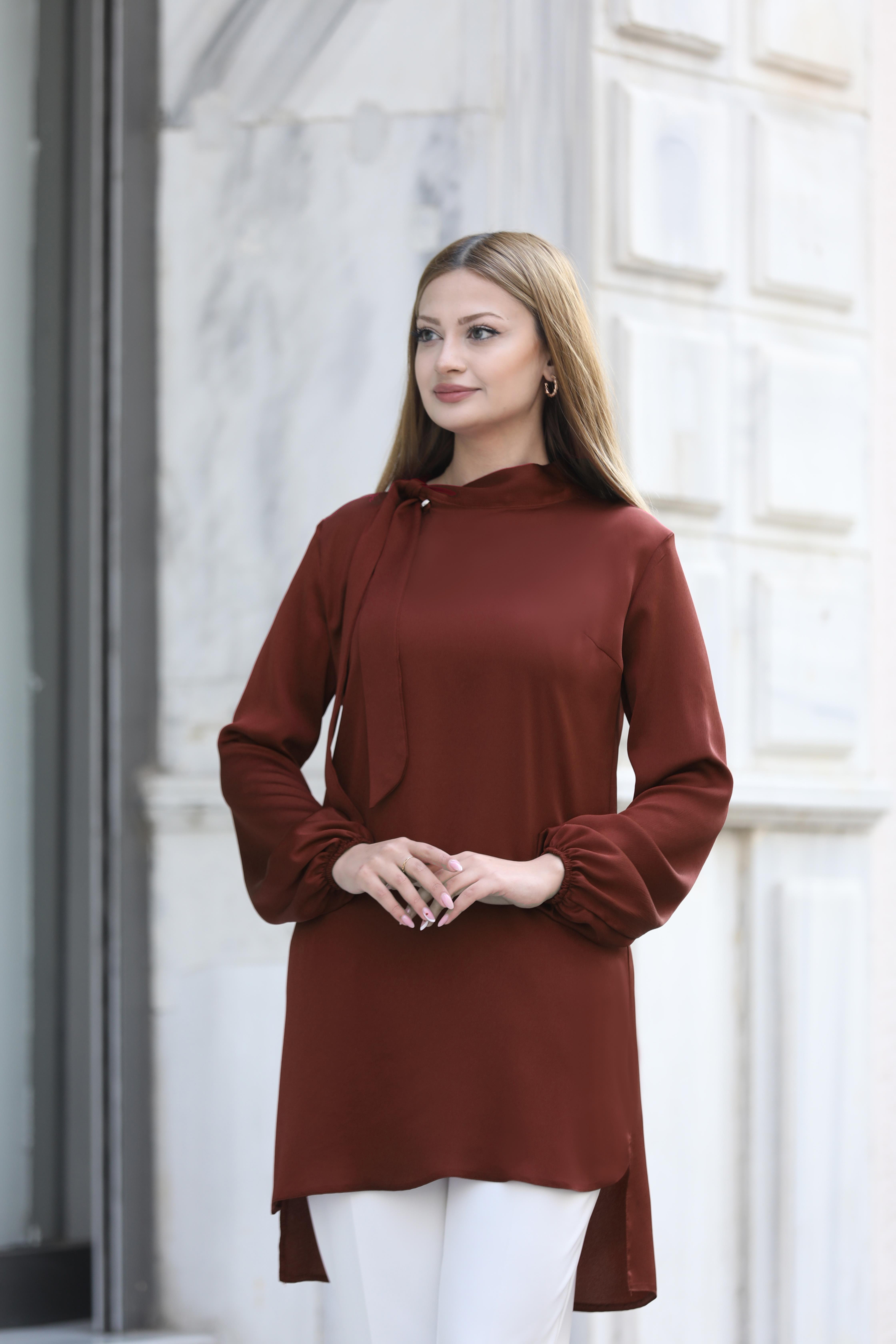 Collar Detailed Tunic Brown ANR30
