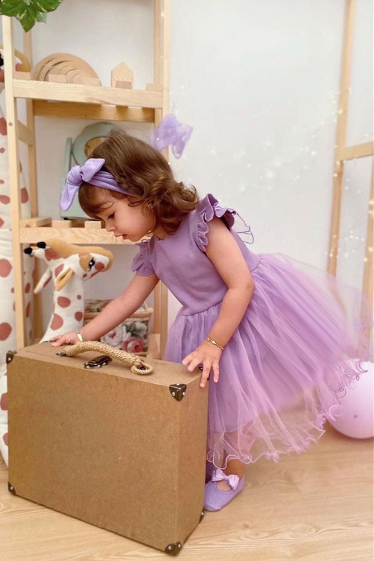 Butterfly Detailed Dress Purple MDVK116