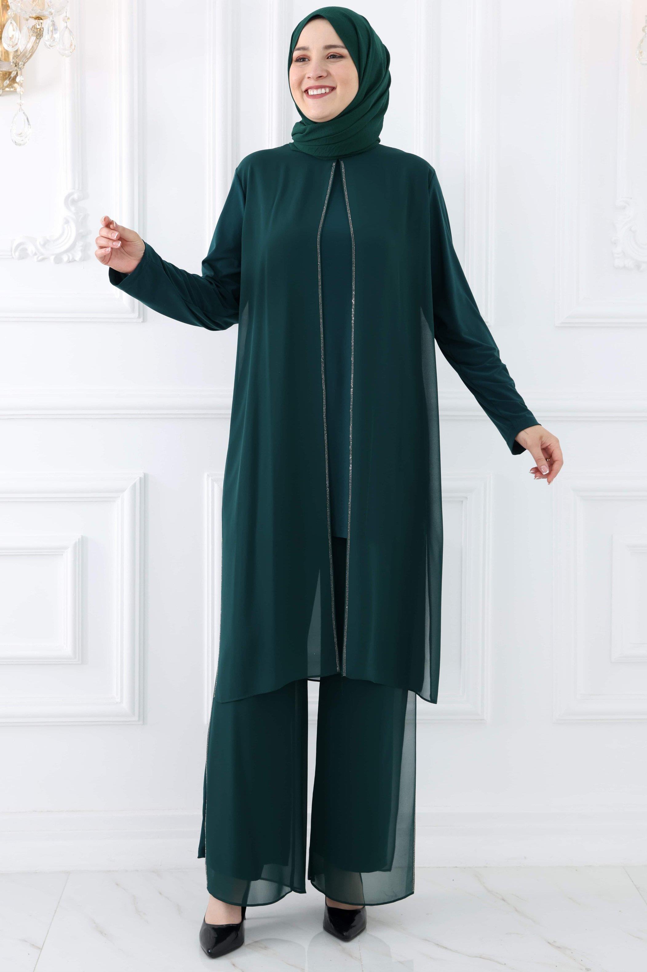 Ayça İkili Abiye Takım Zümrüt AMH978