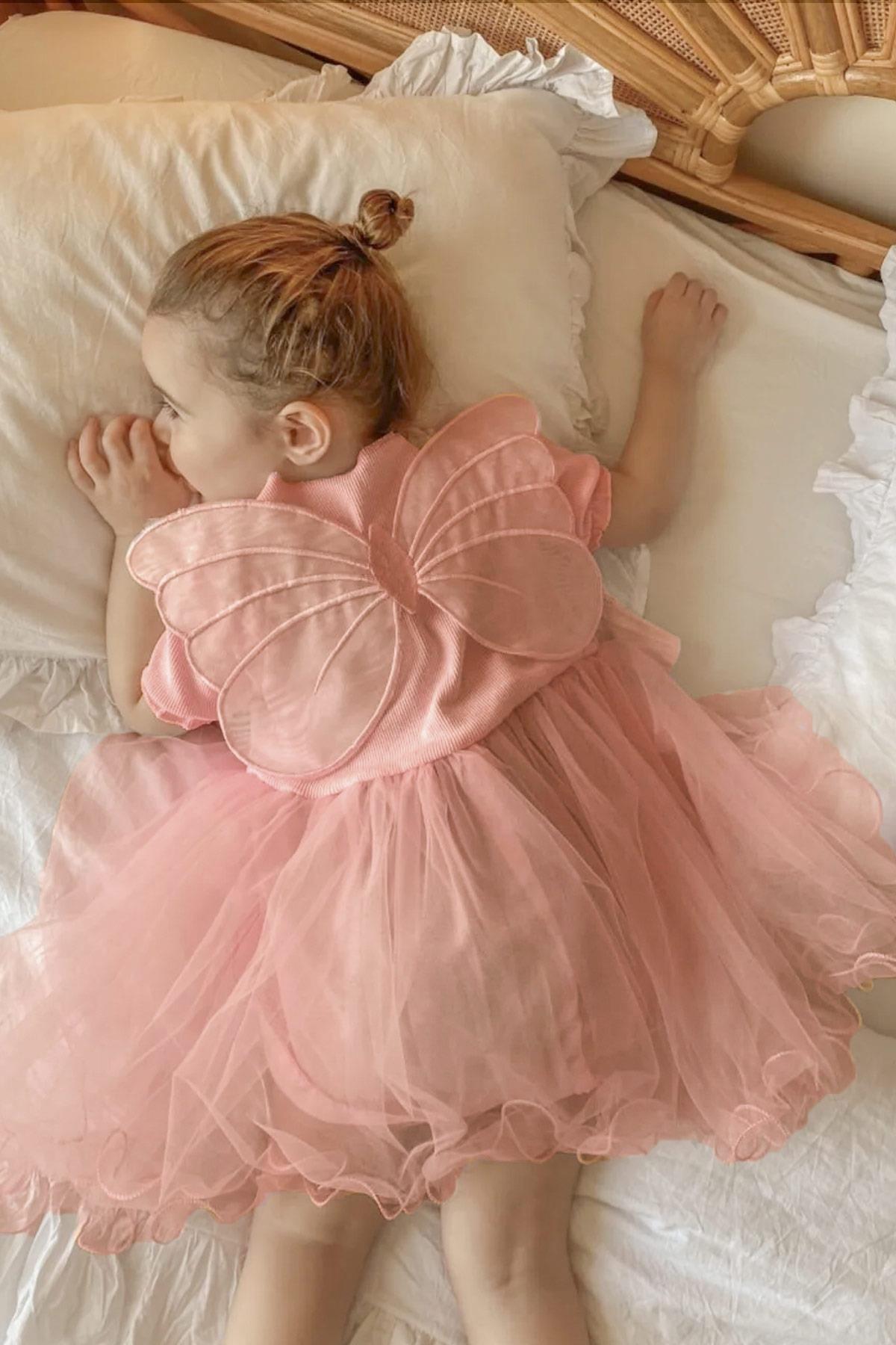 Schmetterling Detail Kleid Lachs MDVK116