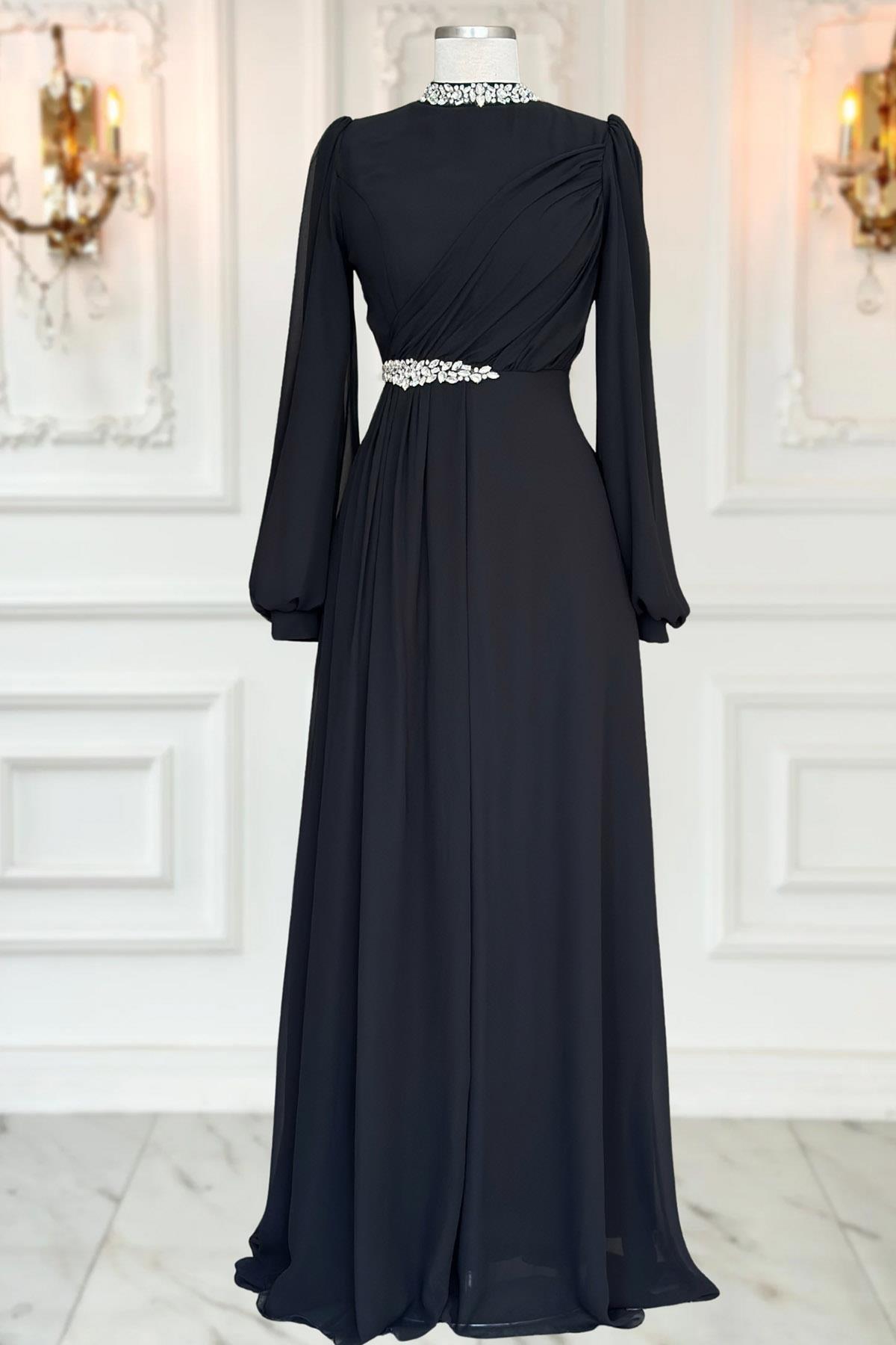 Peri Abiye Elbise Siyah AMH1118