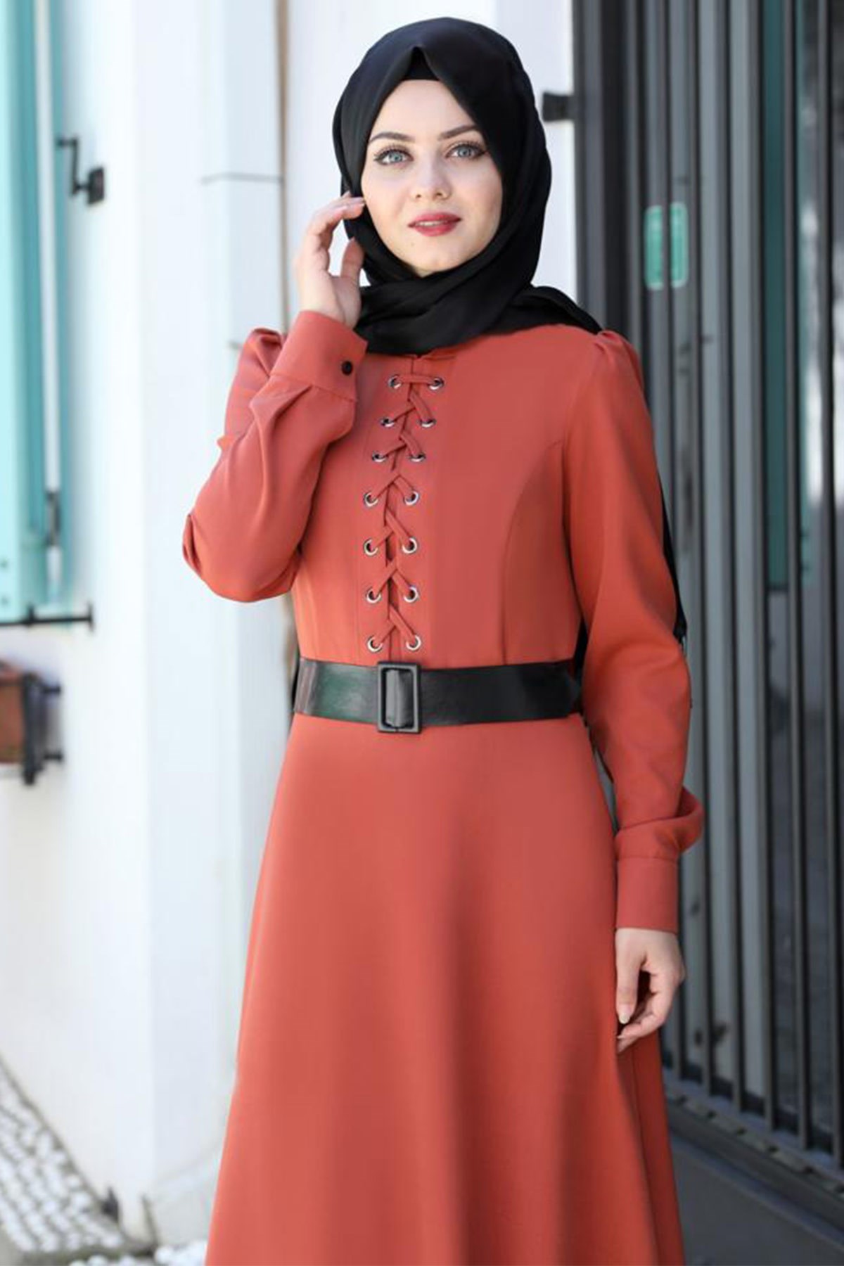 Mina Elbise Kiremit AHN183AHN183-KİREMİTAhunisa