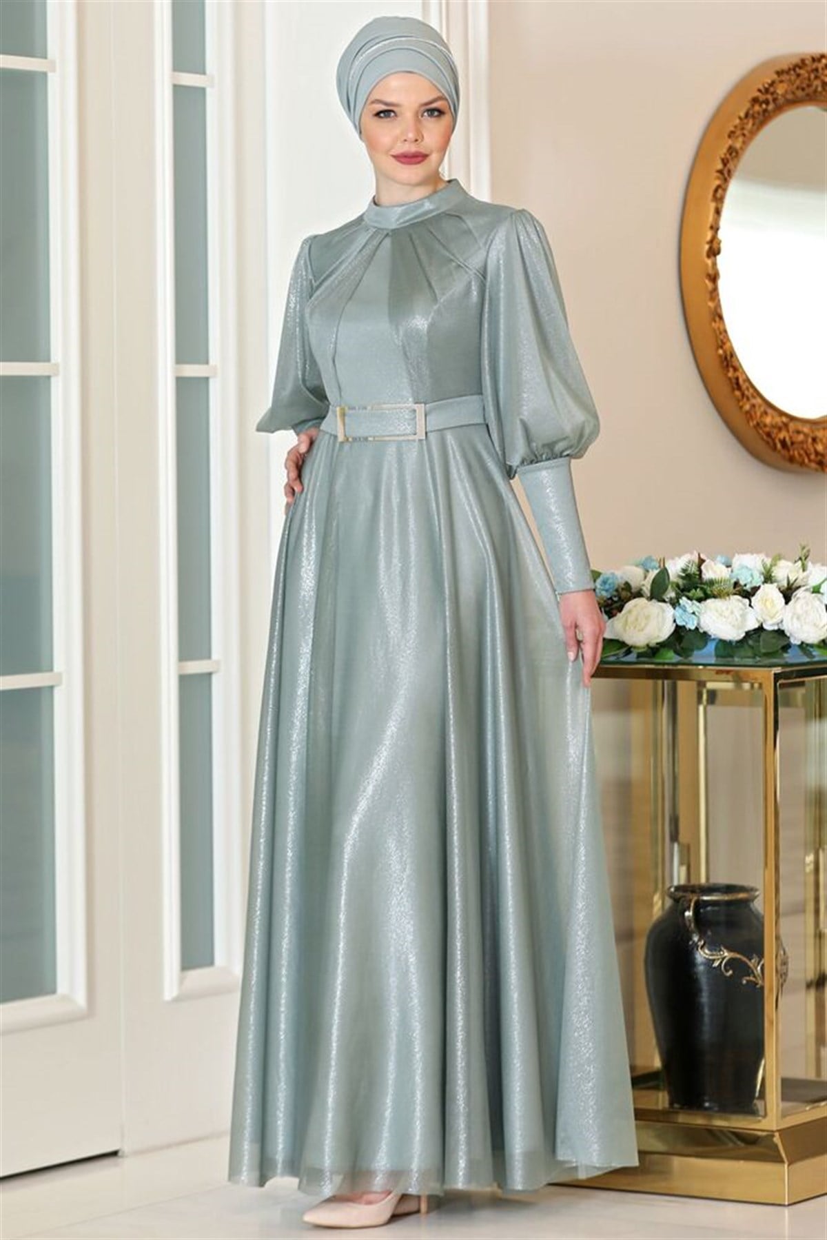 Safir Abiye Mint AHN188AHN188-MİNTAhunisa