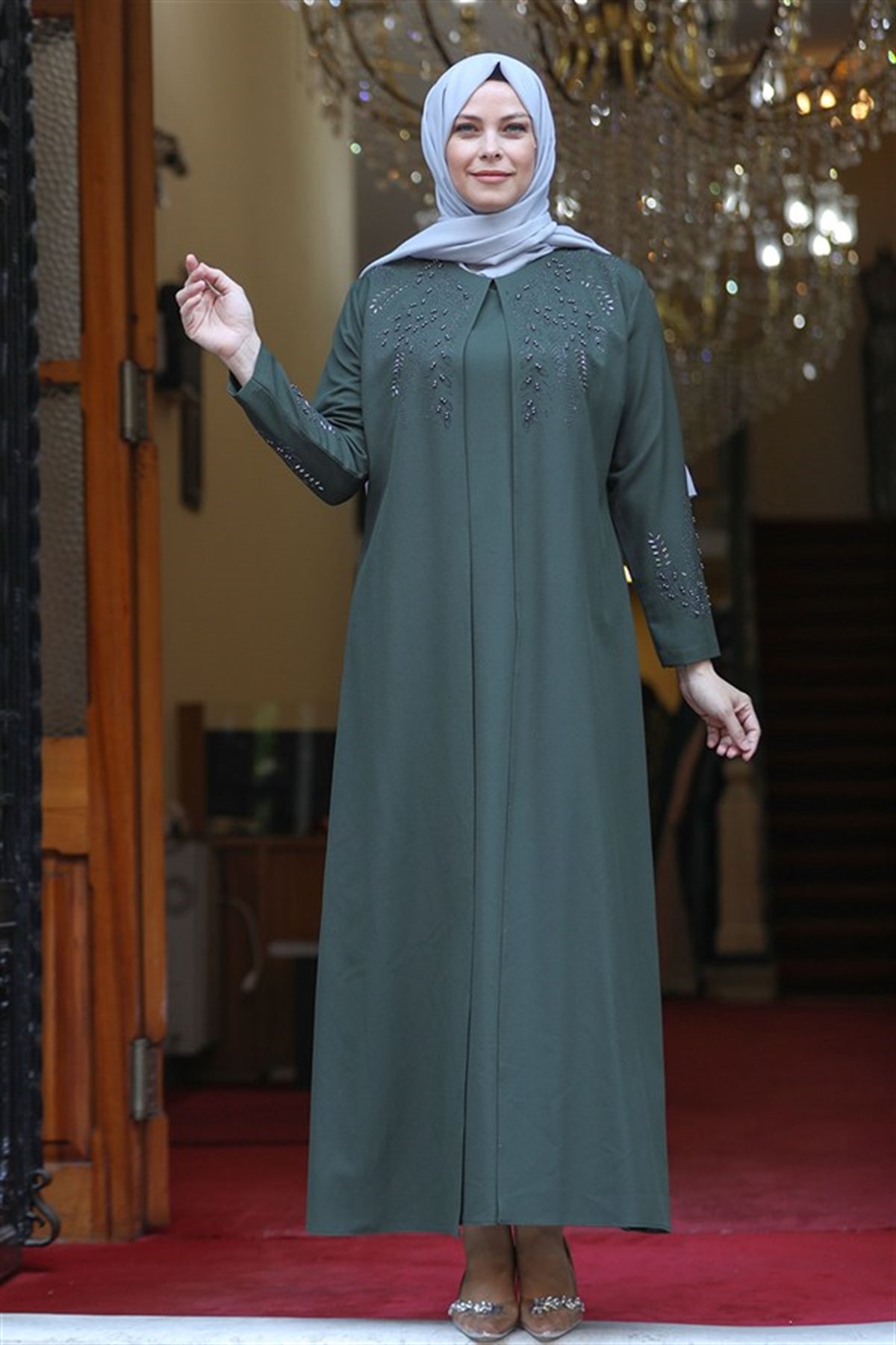 Robe de Soirée Kaki AMH762AMH762-HAKİAmine Hüma