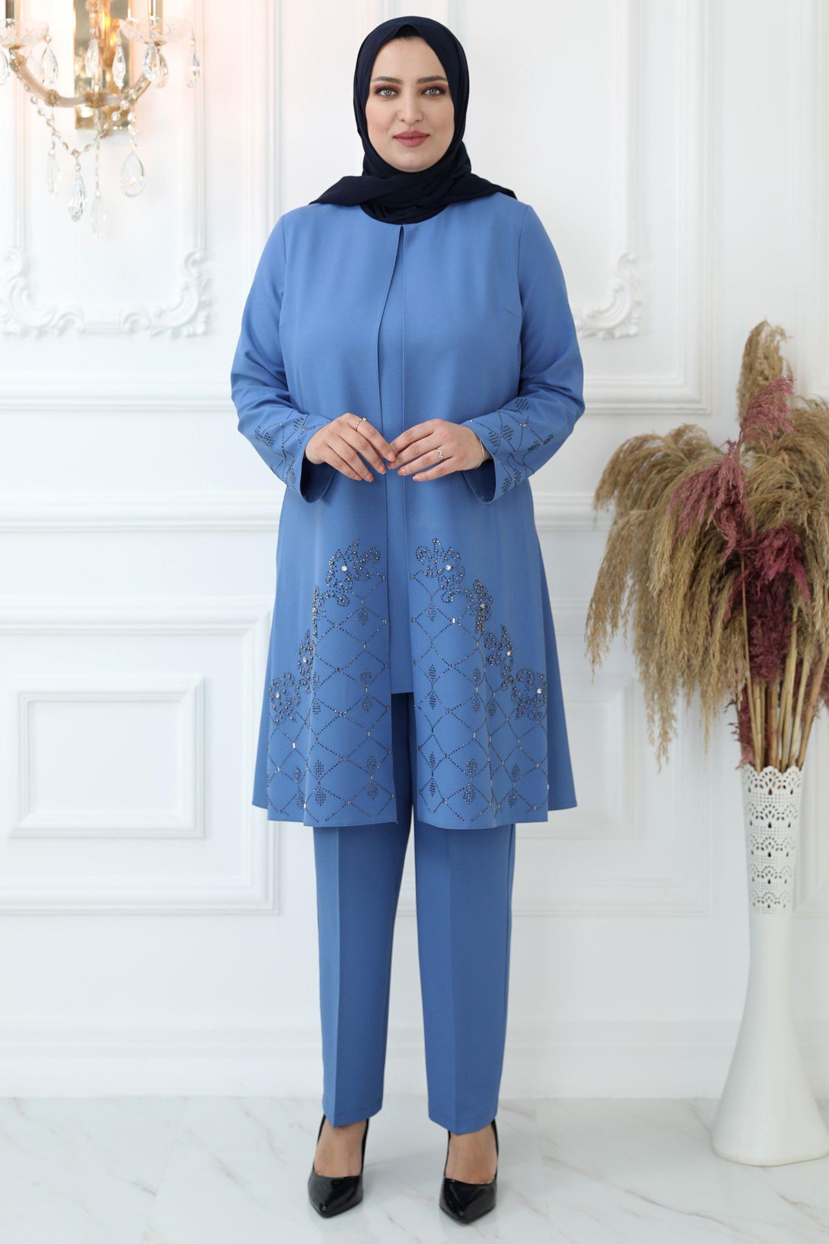 Buy Chalk Embroidered Organza Tunic with Trousers Online in USA – Pure  Elegance