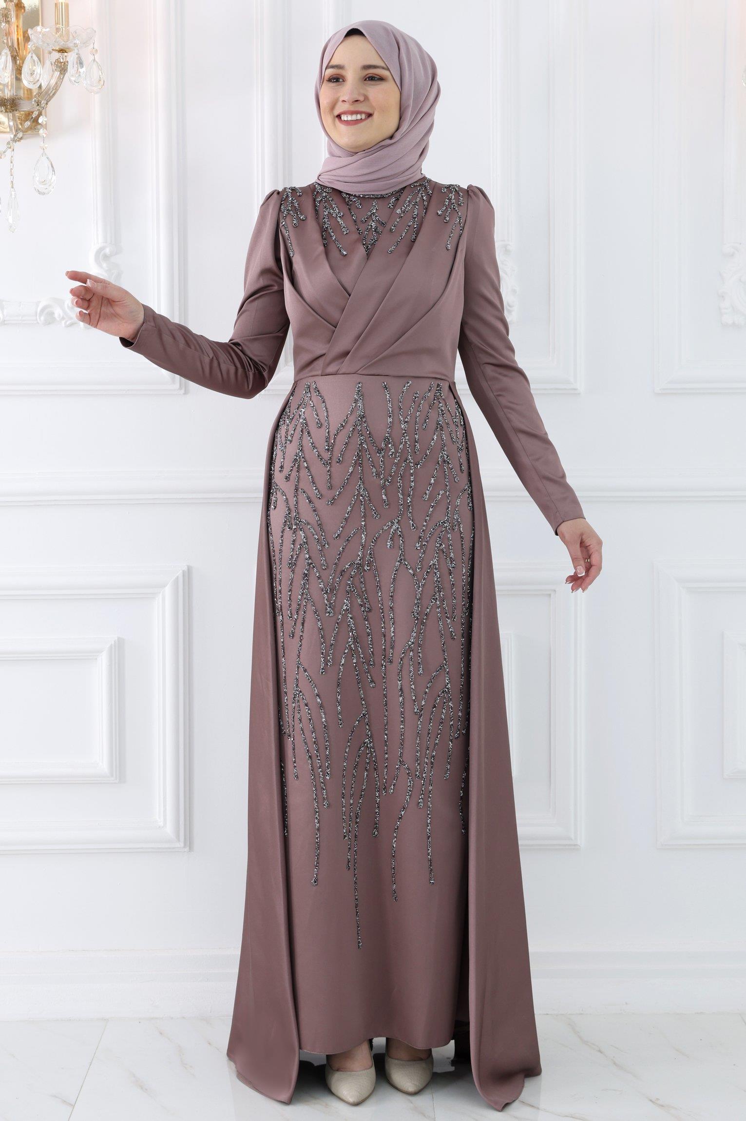 Nihal Abiye Elbise Gül Kurusu AMH984