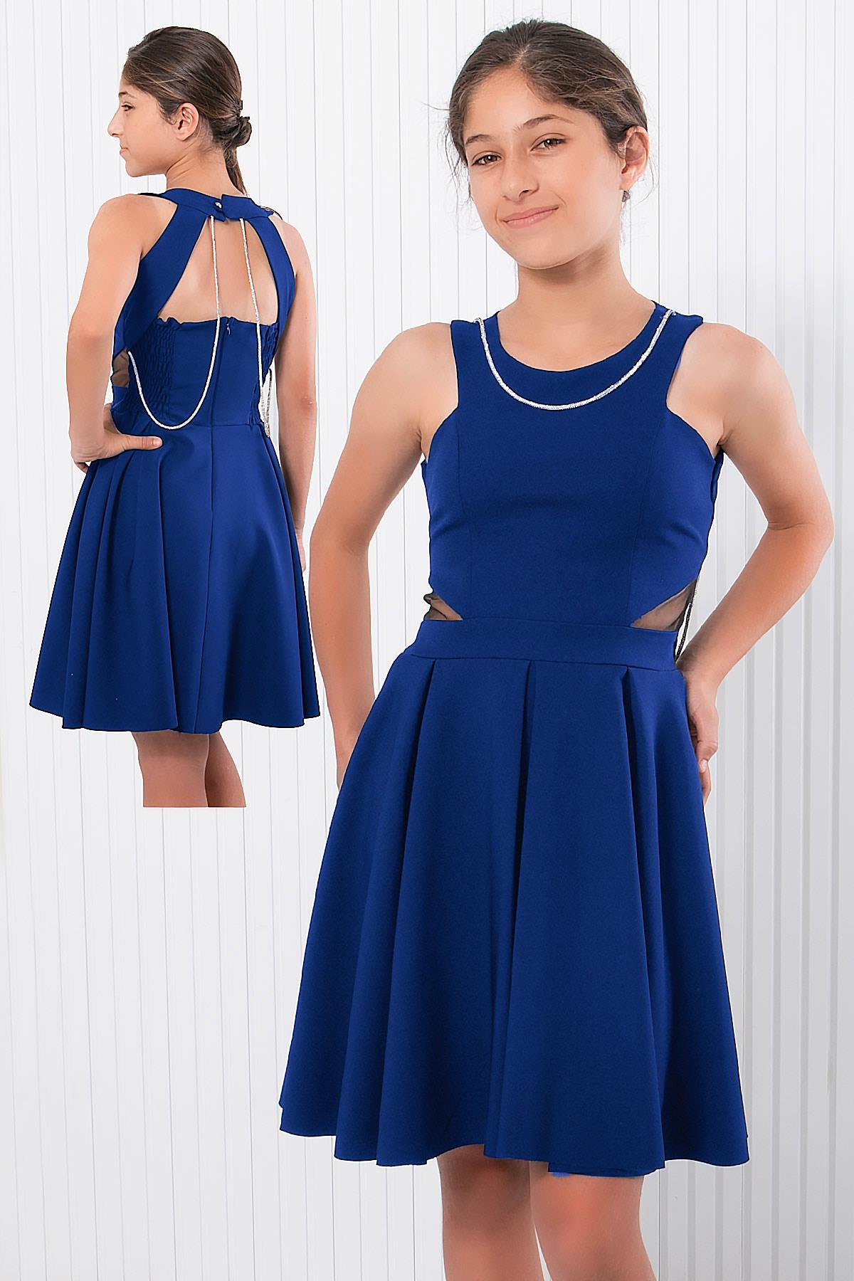 Taş Detaylı Abiye Lacivert MDV344