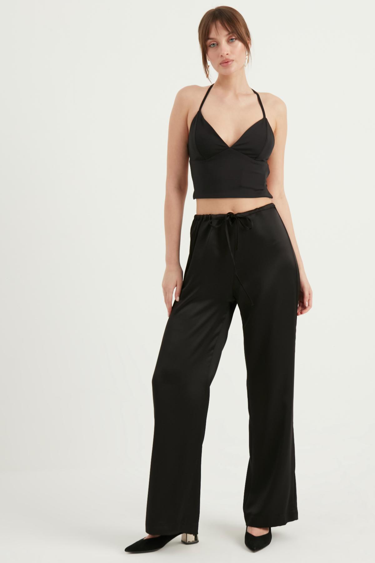 BELİ LASTİKLİ SATEN PANTOLON