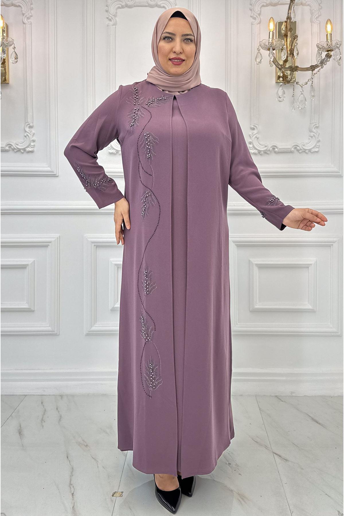 Robe de Soirée en Pierre Rose Séchée AMH968