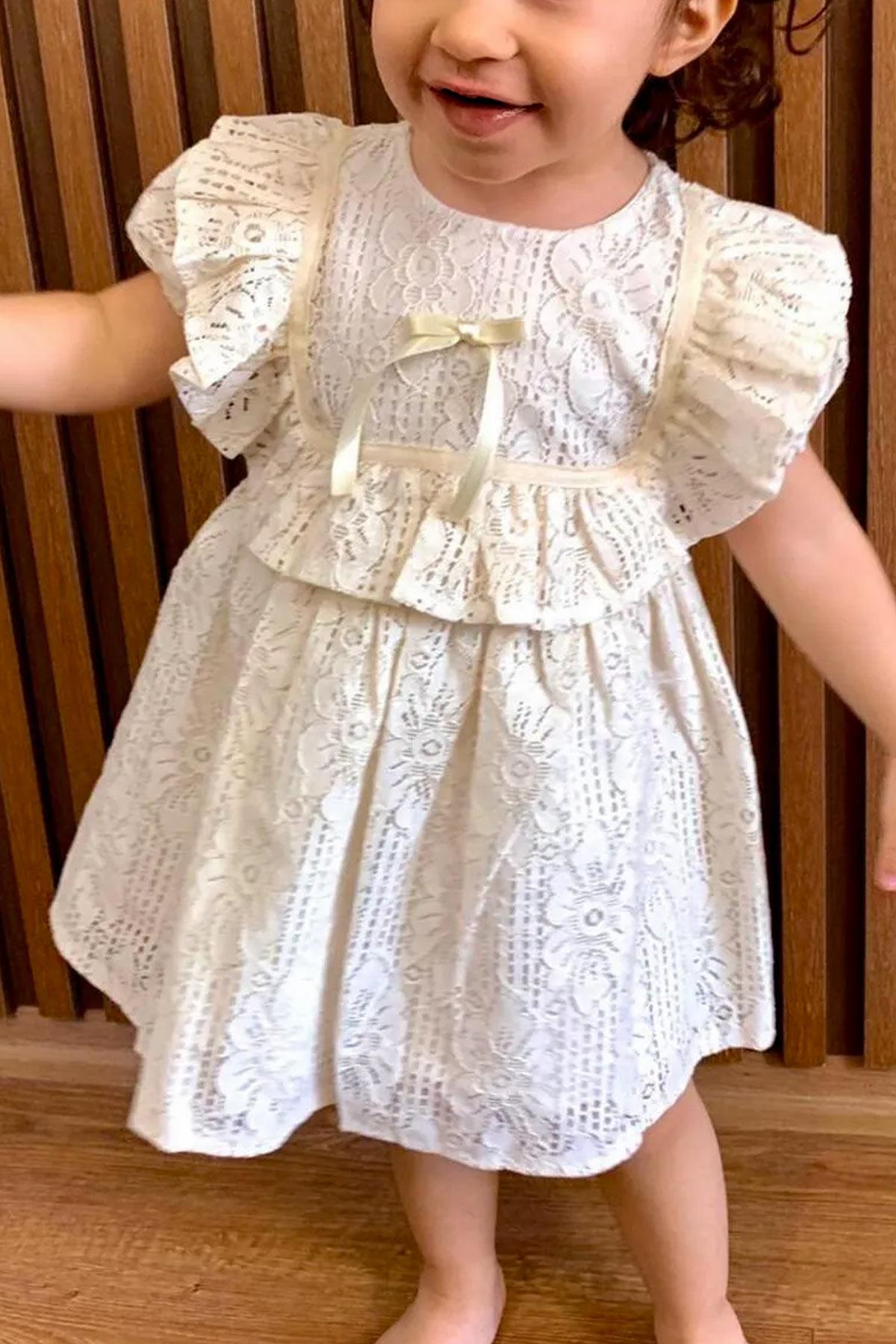 Robe à Col Carré Écru MDVK126